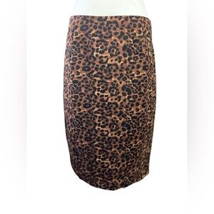 Women Old Navy Brown Black Animal Print Pencil Skirt Side Zipper Size 10